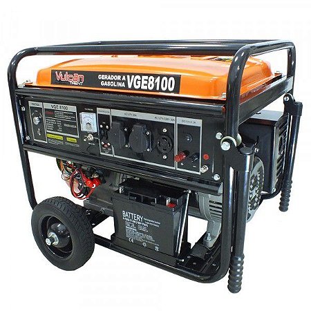 GERADOR GASOLINA 4T 420cc 15HP 6.5 kVA 6500WATTS BIVOLT PARTIDA MANUAL VG8100 VULCAN TRENT