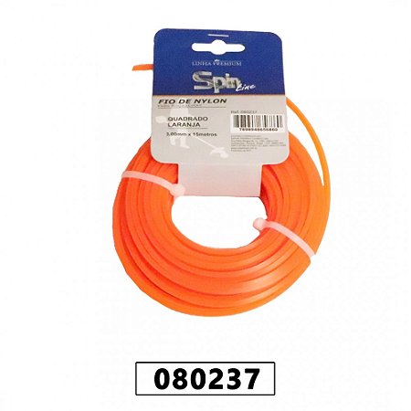 FIO DE NYLOFN BLISTER - 15 METROS - QUADRADO 3,00mm - COR LARANJA - SPIN LINHA PREMIUM