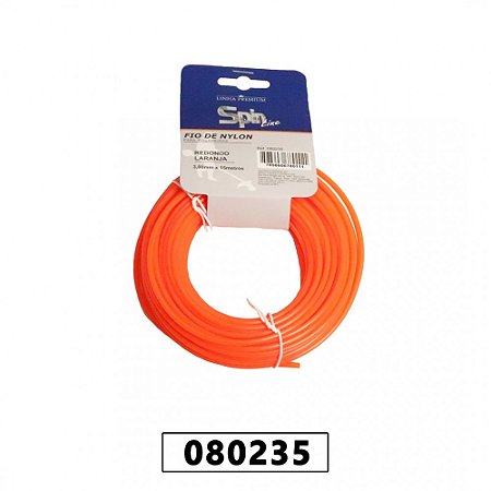 FIO DE NYLON BLISTER - 15 METROS - REDONDO 3,00mm - COR LARANJA - SPIN LINHA PREMIU