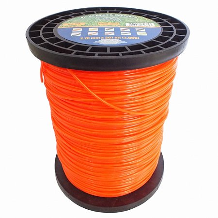 FIO DE NYLON ROLO 2kg COM 317 METROS - REDONDO 2,70mm - COR LARANJA - SPIN LINHA PREMIUM