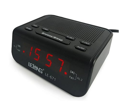 Radio Relógio Digital De Mesa Com Alarme 110/220v Fm Preto