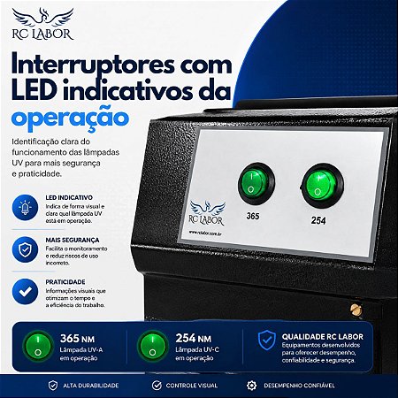 Câmara Escura UV Duas Lâmpadas 254/365NM Bivolt