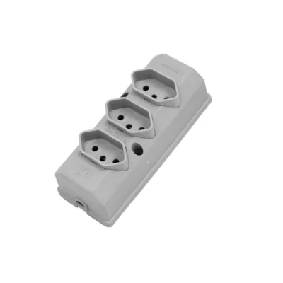 TOMADA MULTIPLA 3 ENTRADAS CINZA 2P+T