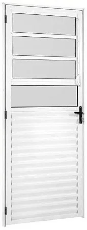 PORTA ALUMINIO MISTA BASC E VIDRO LADO ESQUERDO