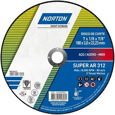 DISCO CORTE FERRO 7X1/8X7/8 3MM - NORTON