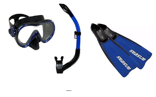 Kit Máscara e Snorkel de Silicone e nadadeira