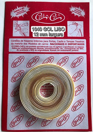 Filete de Calafetação Automotiva  4 metros GOL, Ford Ka, Celta, Palio, Vectra LISO 12 mm largura
