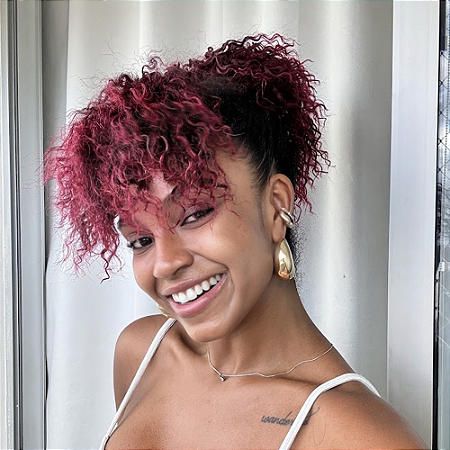 Aplique de Rabo de Cavalo + Franja REINE - Vermelho