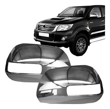 Capa Retrovisor Hilux 2012 até 2016 Cromado Com Furo