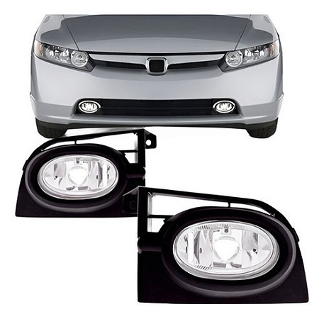 Farol De Milha NeblinaAuxiliar Civic Exs 2006 2007 2008 Com Moldura