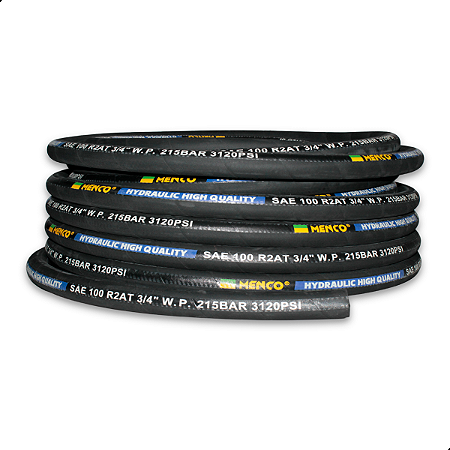 Mangueira Hidráulica R2 At 2 Trama Aço 3/4" pol Menco - 45 Mts