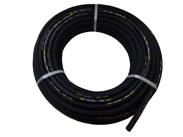 Mangueira 100% Borracha Premium Preta PT300psi Ar 1/4 - 5m