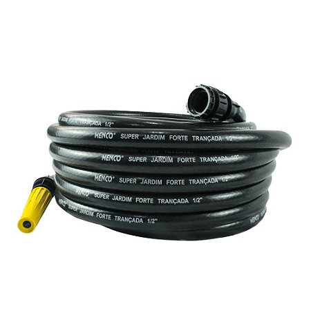 Kit Mangueira Emborrachada Jardim Forte + Esguicho 1/2 - 15m