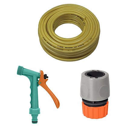 Kit Mangueira de Jardim 1/2 pol 20m + Esguicho Tramontina