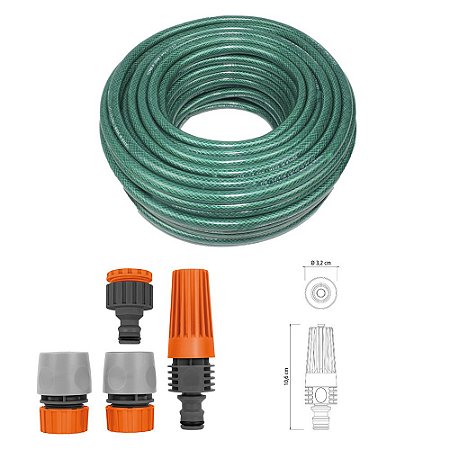 Mangueira Flex Premium 1/2 pol 25m + Kit Esguicho Tramontina