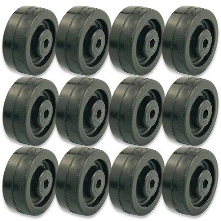Kit com 12 Rodas 210 50mm de Borracha para Rodizio