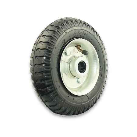 Roda Borracha Pneumática para Carrinhos 250-4 c/ Rolete 7/8