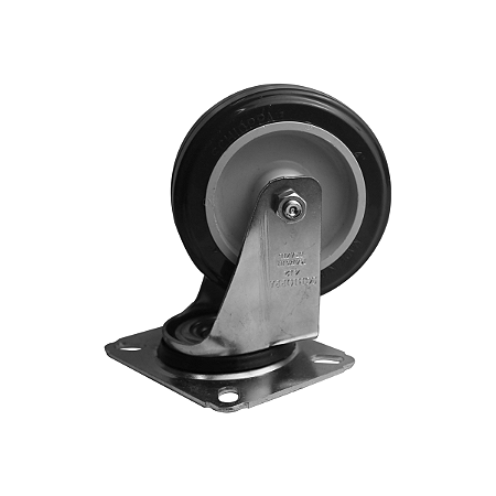 Rodinha 10cm Plástico BP 4 Polegadas com Placa Giratória