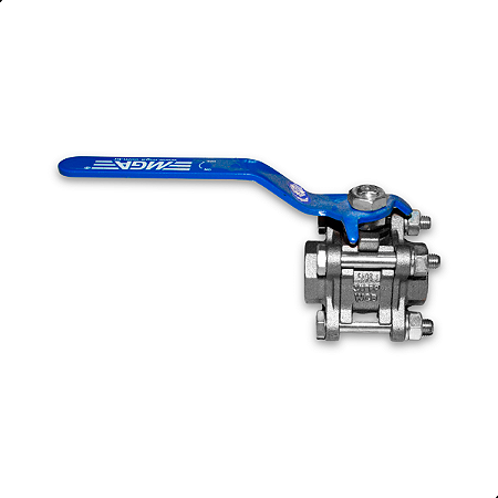 Valvula Registro Esfera Tripartida Aço MGA 3/8" BSP