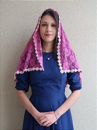 Véu Católico Lilas Para Missa Em Renda