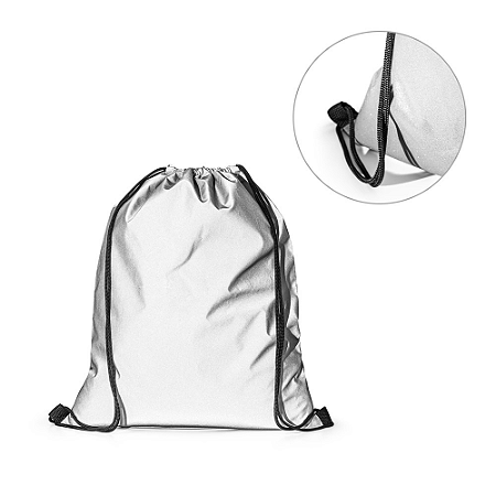 Sacola tipo mochila em poliéster (200 g/m²) prateada 92798