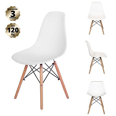 Kit 4 Cadeiras Cozinha Sala de Jantar Design Charles Eames - Branca
