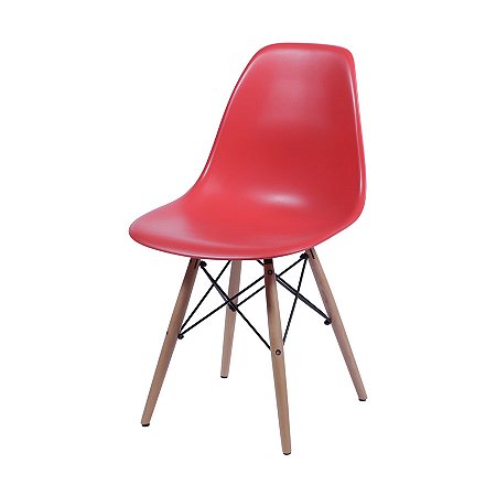 Cadeira Eames Vermelha - Base Madeira Natural