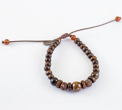 PULSEIRA MADEIRA MARROM/ OLHO DE TIGRE