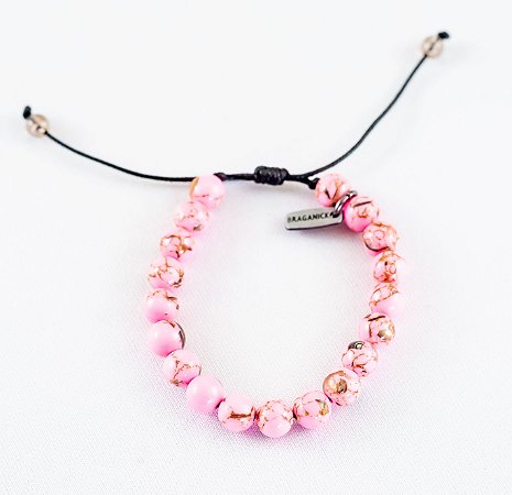 PULSEIRA JASPE IMPERIAL ROSA/DOURADO