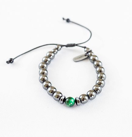 PULSEIRA HEMATITA/ OLHO DE TIGRE VERDE