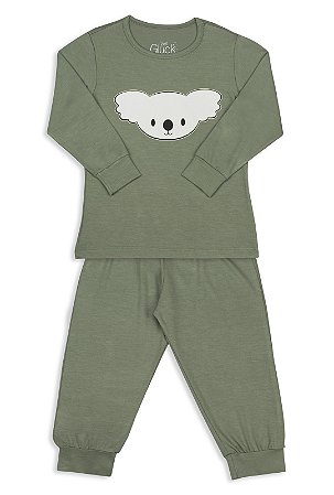 Pijama Infantil Masculino Calça e Camiseta Manga Longa Coala Verde - Viel  Glück Pijamas