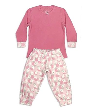 Pijama Infantil Feminino Calça e Camiseta Manga Longa Microsoft Foca