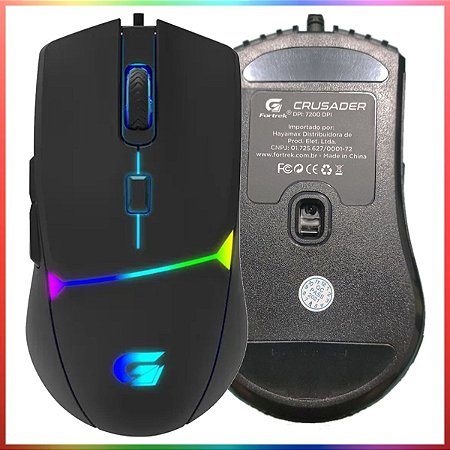 Mouse Gamer Rgb Para Jogo Fortrek Crusader 7200dpi 125hz - LOJA