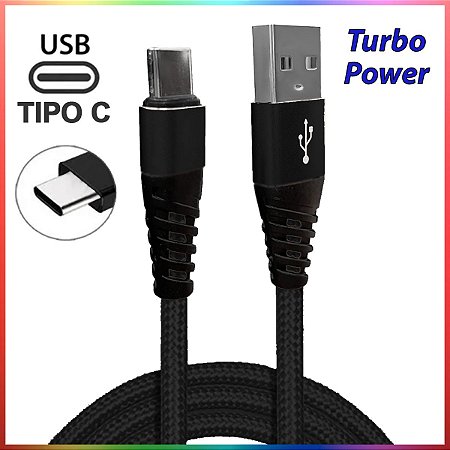 Cabo Carregador Usb Celular 2.0 Tipo C Turbo Reforçado