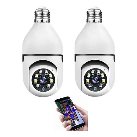 Kit 2 Câmera Segurança Ip Wifi Lâmpada Prova Dágua Giratória
