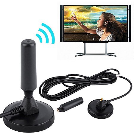 Kit Antena Tv Digital HDTV Interna/Externa a Prova D’água e Cabo 3m