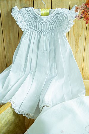 VESTIDO CASINHA DE ABELHA BRANCO COM RENASCENÇA
