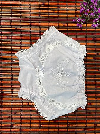 CALCINHA RENDA RENASCENÇA E BORDADO MANUAL