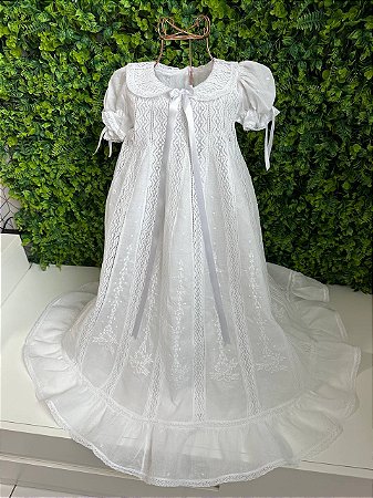 Mandrião para Batizado com Renda Paraibana e Bordado feito a mão