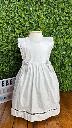 Vestido infantil com rechilieu branco 3 anos