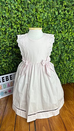 Vestido infantil com rechilieu rosa 3 anos