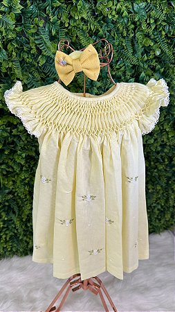 Vestido casinha de abelha amarelo