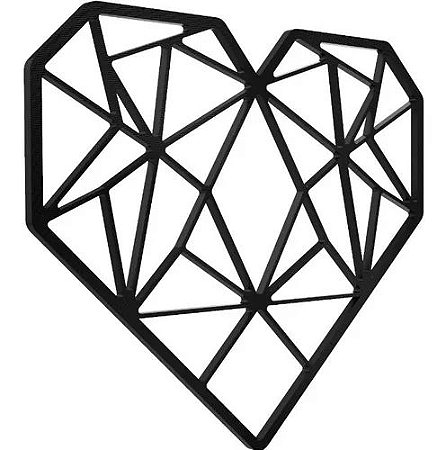 Quadro de Coração Geométrico 3D Preto
