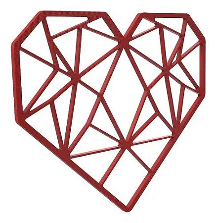 Quadro de Coração Geométrico 3D Vermelho