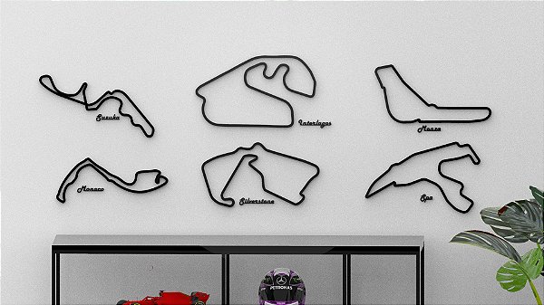 Kit 6 Quadro Pistas 3d Formula 1 Decoração Parede Aplique