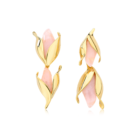 BRINCO TULIPAS ORIGEM QUARTZO ROSA