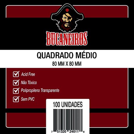 SLEEVES BUCANEIROS QUADRADO MÉDIO 80X80 - 100 UNIDADES