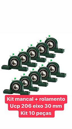 Mancal + Rolamento Ucp 206 - Eixo 30 Mm - 10 PEÇAS