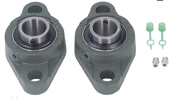 Mancal + rolamento ucfl 204 - eixo 20 mm - kit 2 peças