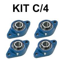 KIT 4 - Mancal + rolamento ucfl 204 - eixo 20 mm -